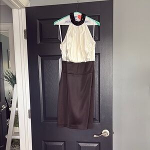 Elegant Black and Cream vintage halter dress